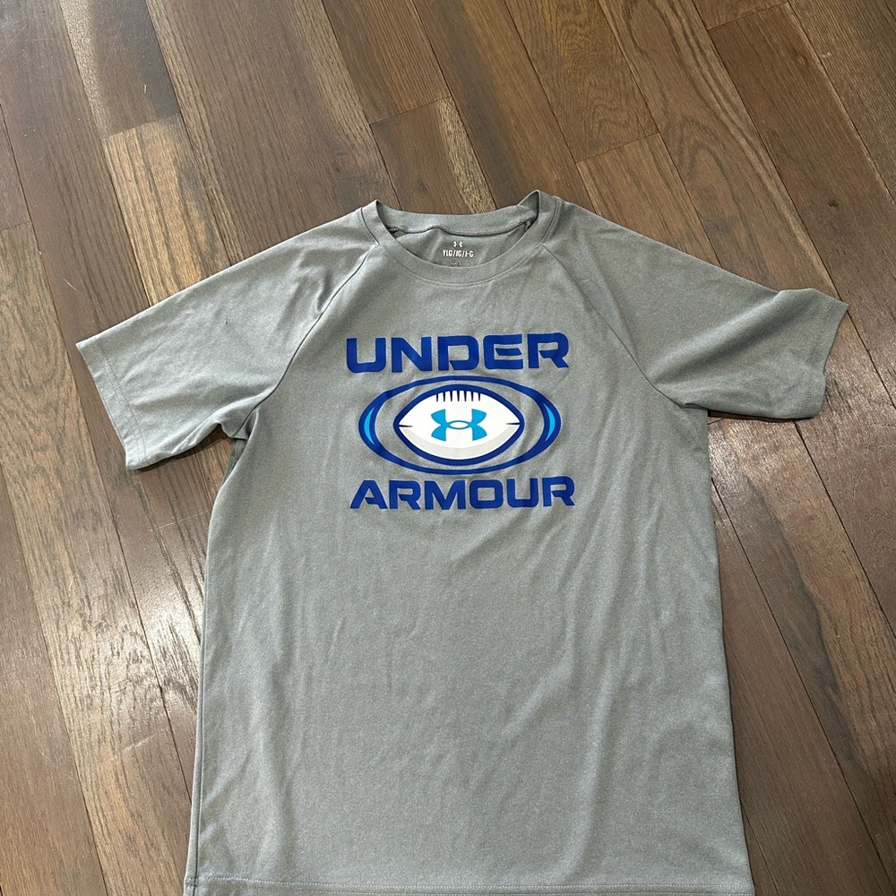 Under Armour Gray Performance Tee with Blue Logo